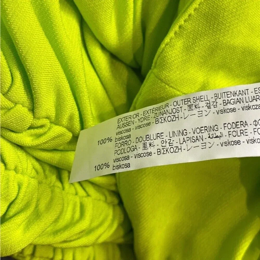 New Zara ruched keyhole bodycon dress in lime neon yellow green size S - Picture 6 of 7